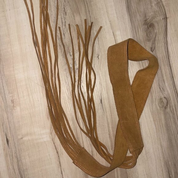 Vintage Carmel Genuine Suede Fringe Belt - Picture 3 of 3